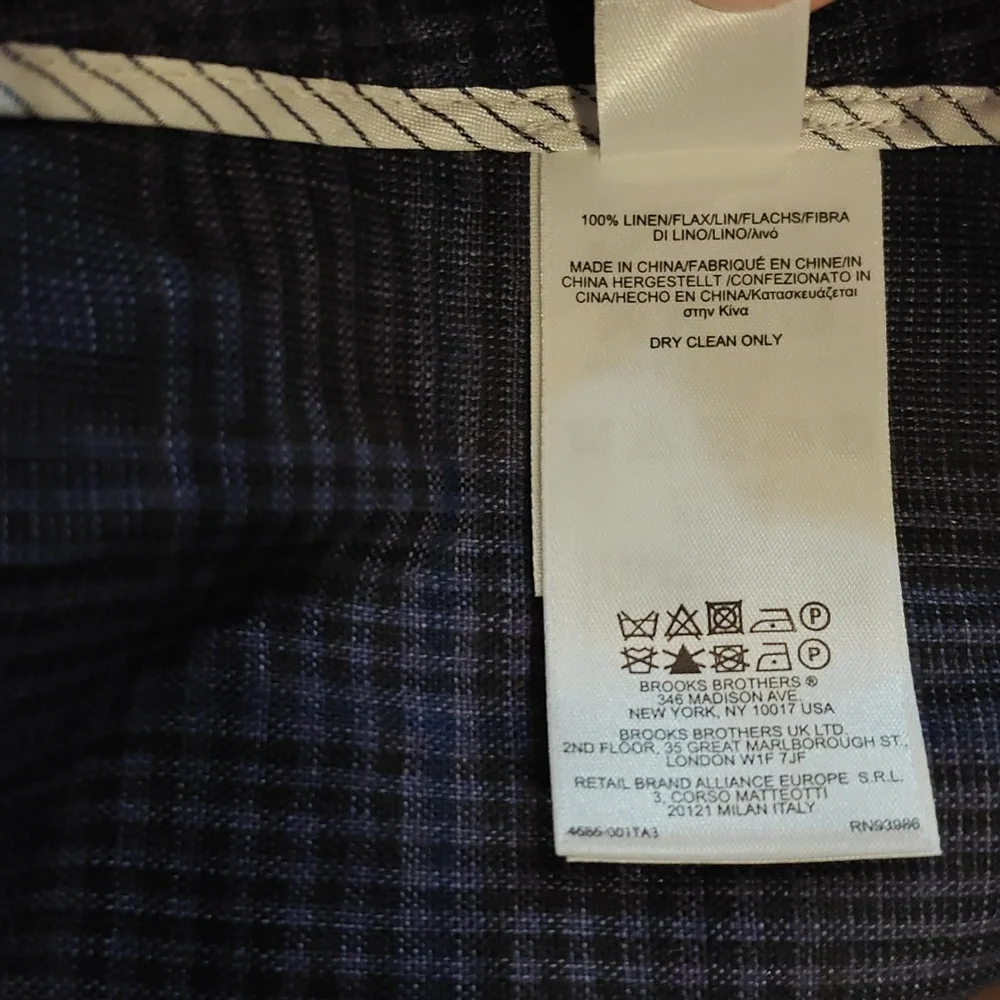 Brooks Brothers Linen Plaid Rain Poncho Women's‎ Medium Button Down Purple